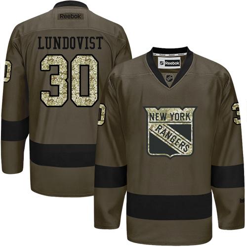 Rangers #30 Henrik Lundqvist Green Salute to Service Stitched NHL Jersey