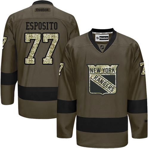 Rangers #77 Phil Esposito Green Salute to Service Stitched NHL Jersey