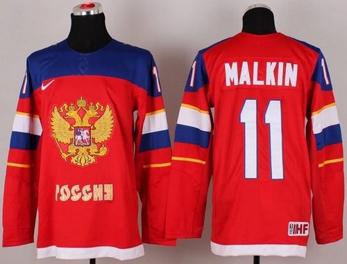 2014 Olympic Team Russia #11 Evgeni Malkin Red Stitched NHL Jersey