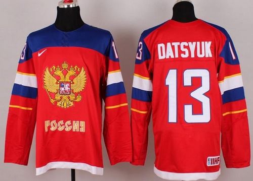2014 Olympic Team Russia #13 Pavel Datsyuk Red Stitched NHL Jersey