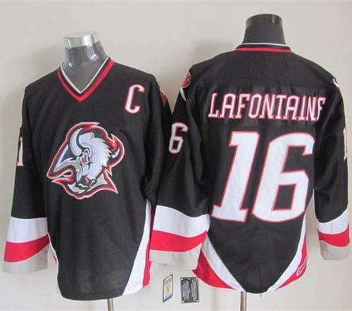 Sabres #16 Pat Lafontaine Black CCM Throwback Stitched NHL Jersey