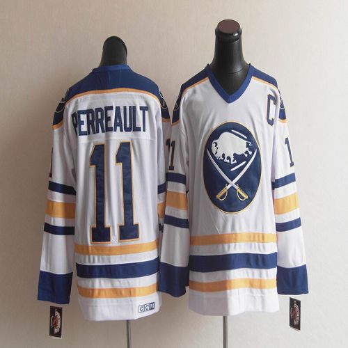 CCM Throwback Sabres #11 Perreault White Stitched NHL Jersey