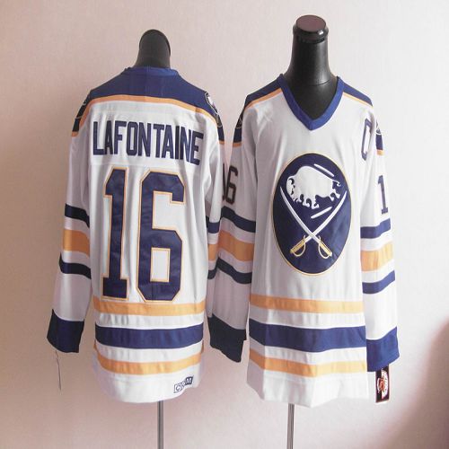 CCM Throwback Sabres #16 Lafontaine White Stitched NHL Jersey
