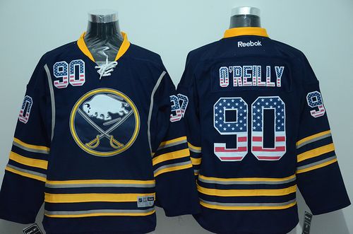 Sabres #90 Ryan O'Reilly Navy Blue USA Flag Fashion Stitched NHL Jersey