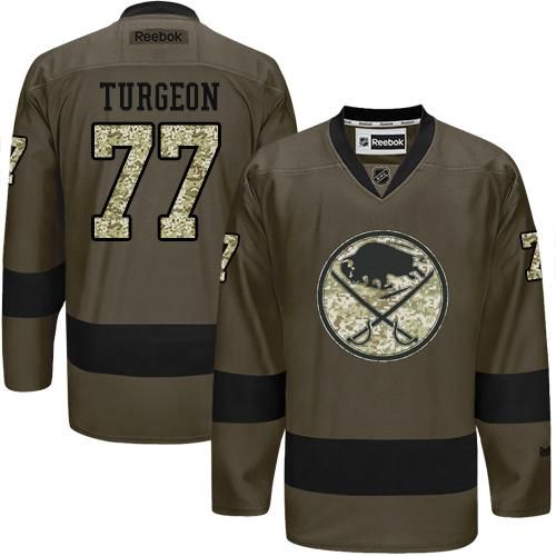 Sabres #77 Pierre Turgeon Green Salute to Service Stitched NHL Jersey