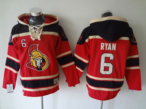 Senators #6 Bobby Ryan Red Sawyer Hooded Sweatshirt Stitched NHL Jersey