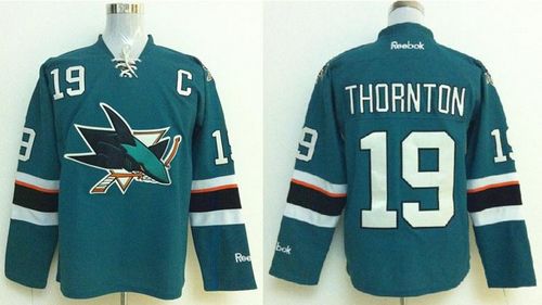 Sharks #19 Joe Thornton Stitched Blue NHL Jersey