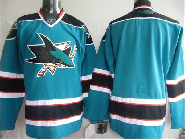 Sharks Blank Stitched Blue NHL Jersey