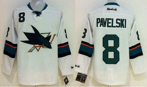 Sharks #8 Joe Pavelski White Stitched NHL Jersey