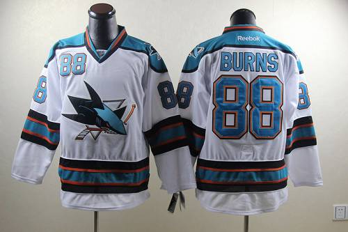Sharks #88 Brent Burns White Stitched NHL Jersey