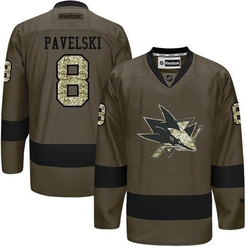 Sharks #8 Joe Pavelski Green Salute to Service Stitched NHL Jersey
