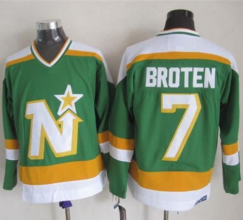 Stars #7 Neal Broten Stitched Green CCM Throwback NHL Jersey