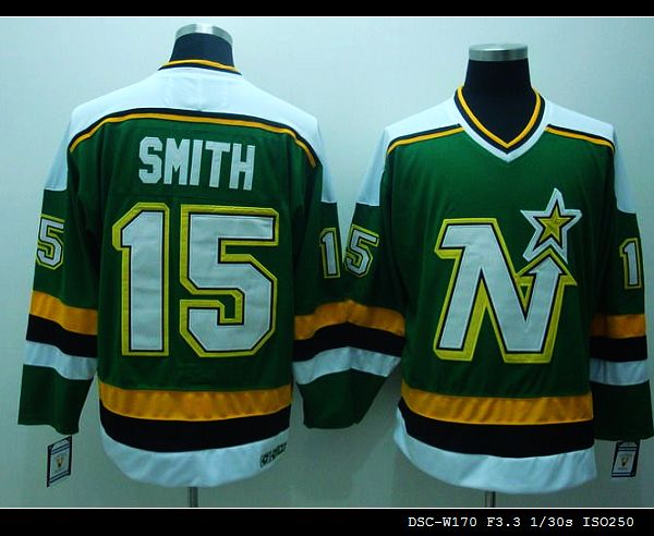 Stars #15 Bobby Smith Stitched Green CCM Throwback NHL Jersey