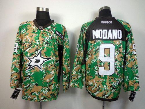 Stars #9 Mike Modano Camo Veterans Day Practice Stitched NHL Jersey