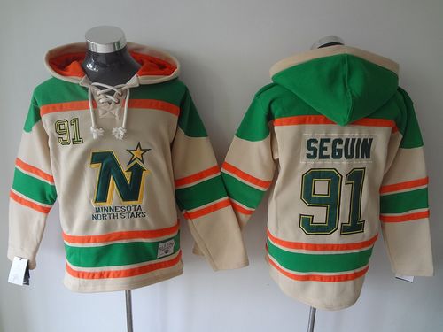 Stars #91 Tyler Seguin Cream Sawyer Hooded Sweatshirt Stitched NHL Jersey