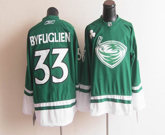 Thrashers St. Patty's Day #33 Dustin Byfuglien Green Stitched NHL Jersey