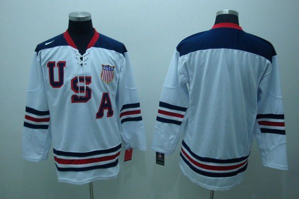 2010 Olympic Team USA Blank Stitched White 1960 Throwback NHL Jersey