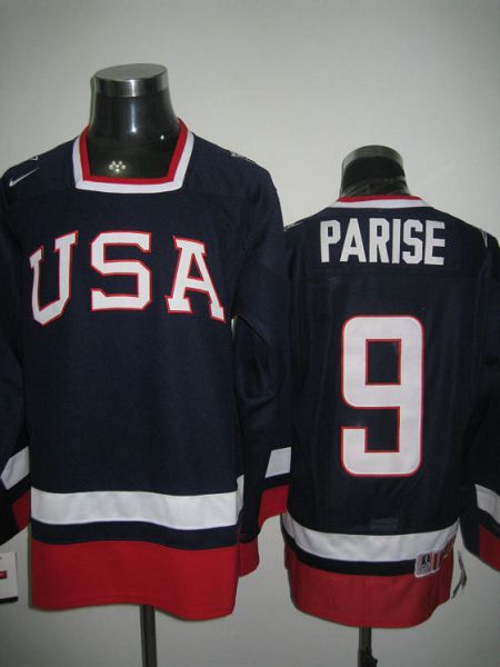 2010 Olympic Team USA #9 Zach Parise Stitched Blue NHL Jersey