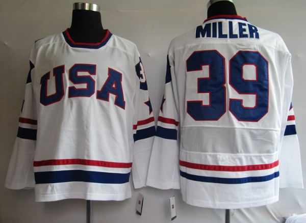 2010 Olympic Team USA #39 Ryan Miller Stitched White NHL Jersey