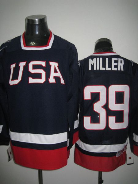 2010 Olympic Team USA #39 Ryan Miller Stitched Blue NHL Jersey