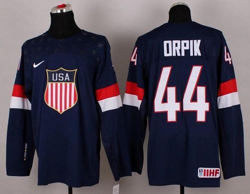 2014 Olympic Team USA #44 Brooks Orpik Navy Blue Stitched NHL Jersey