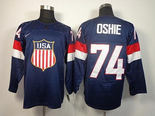 2014 Olympic Team USA #74 T. J. Oshie Navy Blue Stitched NHL Jersey