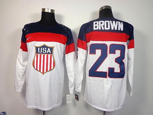 2014 Olympic Team USA #23 Dustin Brown White Stitched NHL Jersey