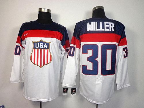 2014 Olympic Team USA #30 Ryan Miller White Stitched NHL Jersey