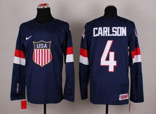 2014 Olympic Team USA #4 John Carlson Navy Blue Stitched NHL Jersey