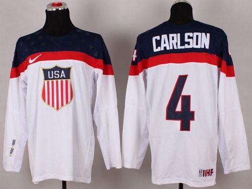 2014 Olympic Team USA #4 John Carlson White Stitched NHL Jersey