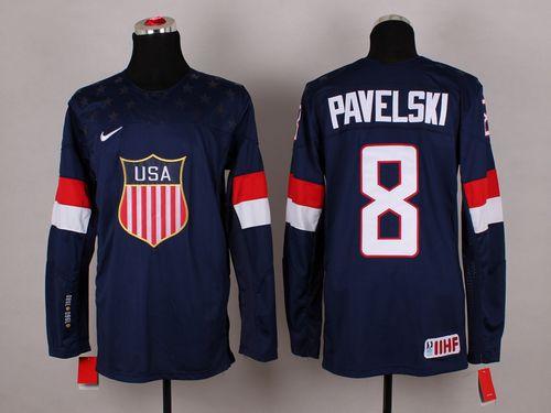 2014 Olympic Team USA #8 Joe Pavelski Navy Blue Stitched NHL Jersey