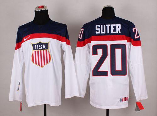 2014 Olympic Team USA #20 Ryan Suter White Stitched NHL Jersey