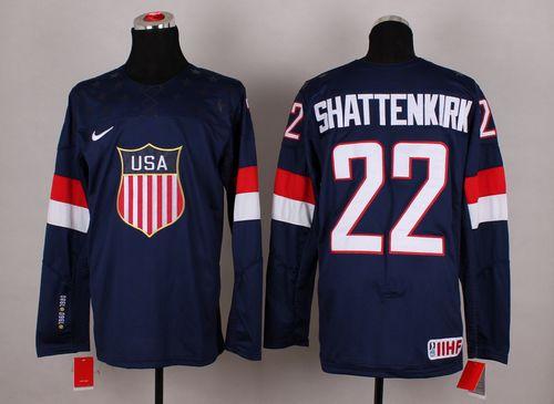 2014 Olympic Team USA #22 Kevin Shattenkirk Navy Blue Stitched NHL Jersey