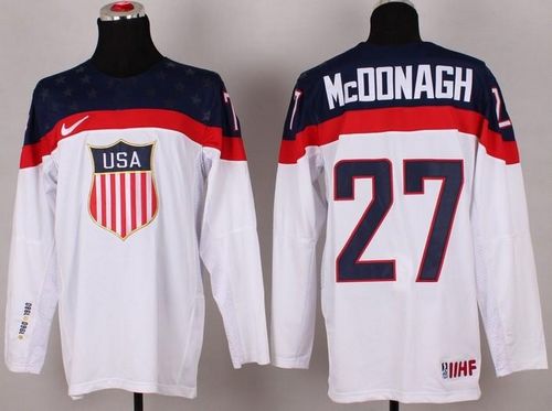2014 Olympic Team USA #27 Ryan McDonagh White Stitched NHL Jersey