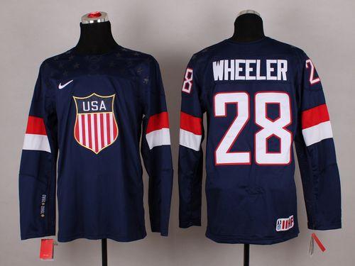 2014 Olympic Team USA #28 Blake Wheeler Navy Blue Stitched NHL Jersey