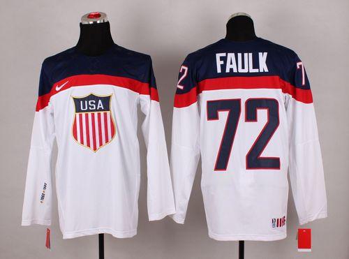 2014 Olympic Team USA #72 Justin Faulk White Stitched NHL Jersey