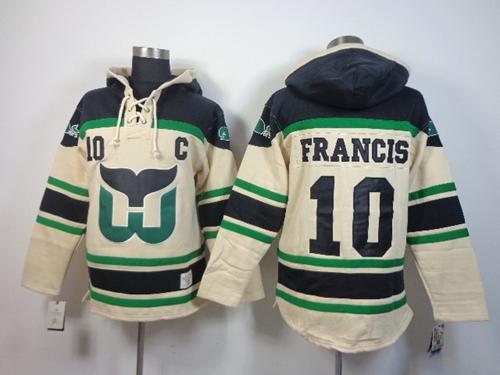 Whalers #10 Ron Francis Cream Sawyer Hooded Sweatshirt Stitched NHL Jersey
