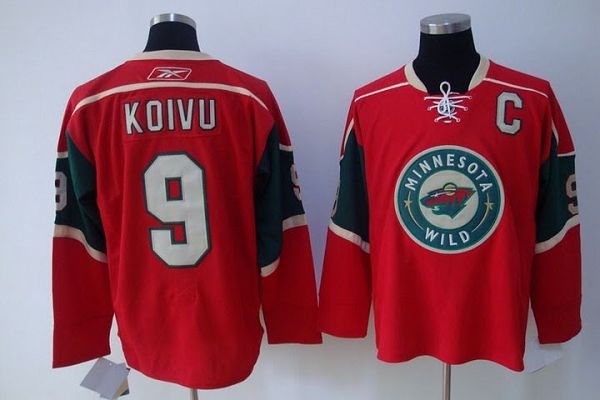 Wild #9 Mikko Koivu Stitched Red NHL Jersey