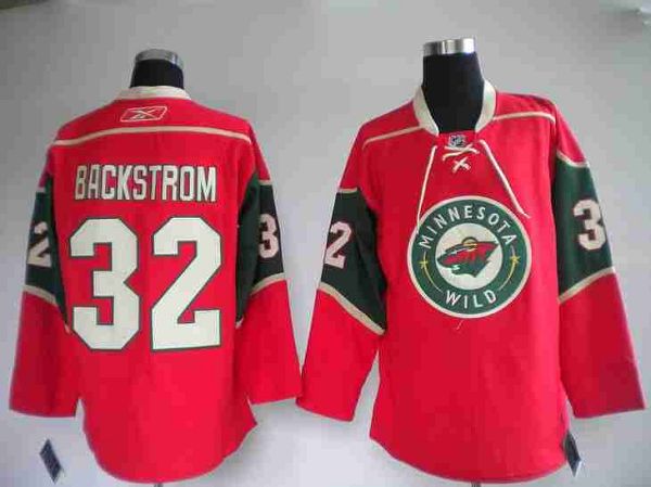 Wild #32 Niklas Backstrom Stitched Red NHL Jersey