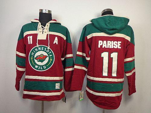 Wild #11 Zach Parise Red Sawyer Hooded Sweatshirt Stitched NHL Jersey