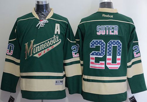 Wild #20 Ryan Suter Green USA Flag Fashion Stitched NHL Jersey
