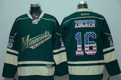 Wild #16 Jason Zucker Green USA Flag Fashion Stitched NHL Jersey