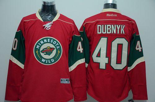 Wild #40 Devan Dubnyk Red Stitched NHL Jersey