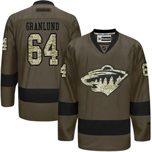 Wild #64 Mikael Granlund Green Salute to Service Stitched NHL Jersey