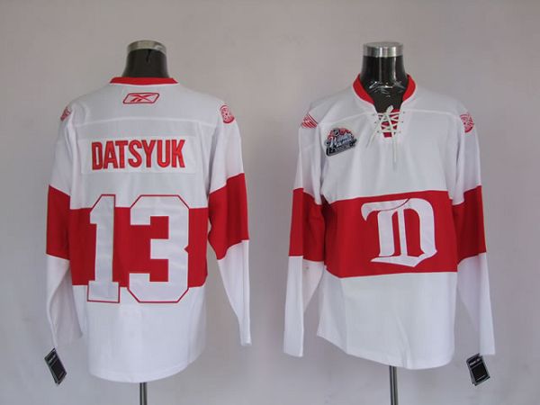 Red Wings #13 Pavel Datsyuk Stitched White Winter Classic NHL Jersey