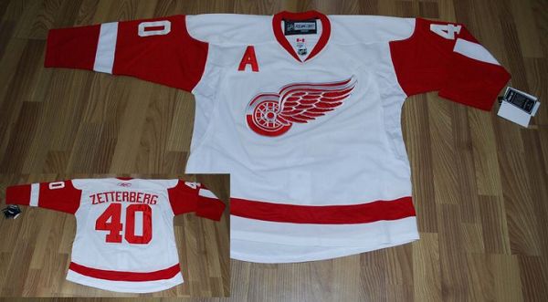 Red Wings #40 Henrik Zetterberg Stitched White NHL Jersey