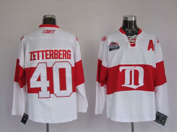 Red Wings #40 Henrik Zetterberg Stitched White Winter Classic NHL Jersey