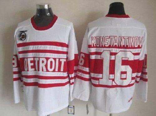 Red Wings #16 Vladimir Konstantinov White CCM Throwback 75TH Stitched NHL Jersey