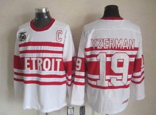 Red Wings #19 Steve Yzerman Stitched White CCM Throwback NHL Jersey
