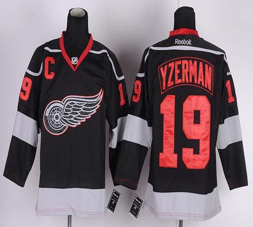 Red Wings #19 Steve Yzerman Black Ice Stitched NHL Jersey